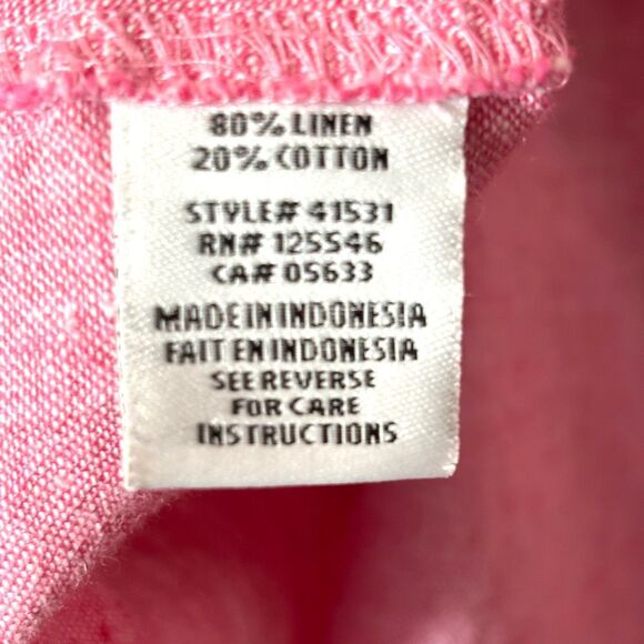 Habitat XL pink linen cotton blend shell button front collared tunic blouse shir - Picture 9 of 11